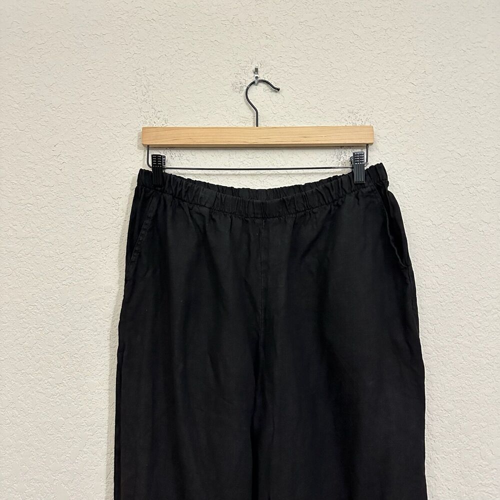 Match Point Linen Basic Pull-On Capri Pants In Bl… - image 3
